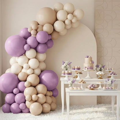 RUBFAC Dusty Purple Balloons - 129-Piece Latex Garland Kit for Weddings, Baby Showers & Birthdays | 5-18 Inch Sizes