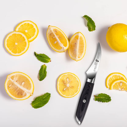 TUO Bird Beak Paring Knife - 2.75" Curved Paring Knife - High Carbon German Stainless Steel - Pakkawood Handle with Gift Box - Falcon Series