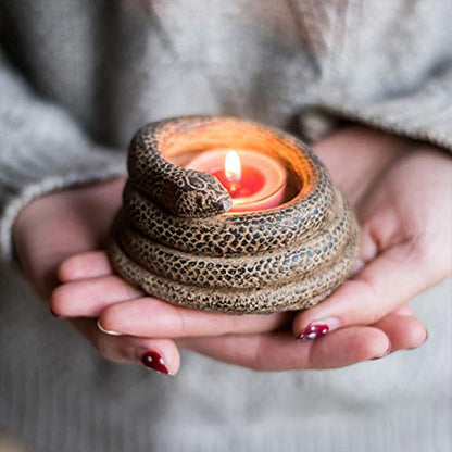 Skiennix Coiled Snake Candlestick Holder - Elegant Resin Tealight Candleholder | 2-Piece Serpent Sculpture Set for Home Décor