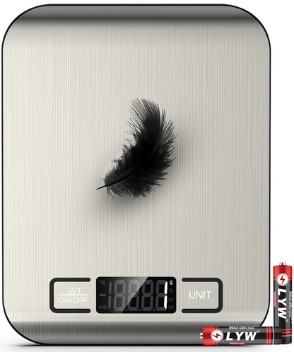 Mik-Nana Digital Kitchen Scale - 22lb Capacity for Accurate Weight in Grams & Ounces | Easy Clean Stainless Steel
