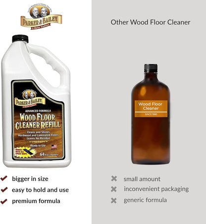 Parker & Bailey Wood Floor Cleaner - Natural Shine Restorer for Hardwood & Laminate Floors | 64oz