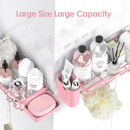 NESOMI Shower Caddy | Rustproof Stainless Steel Organizer - 8-Pack No-Drill Storage with Soap Dish & Hooks