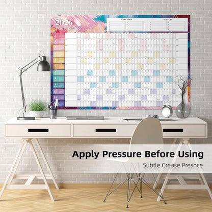 EYROZILL Large 2026-2027 Wall Calendar - 48"x32" Folded Design for School, Office & Family Use