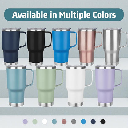 20 oz Tumbler with Handle - Stainless Steel Vacuum Insulated Cup with Lid & Straw, Leak-Proof Travel Mug (Purple Tea Sea Azure, Pack of 4)
