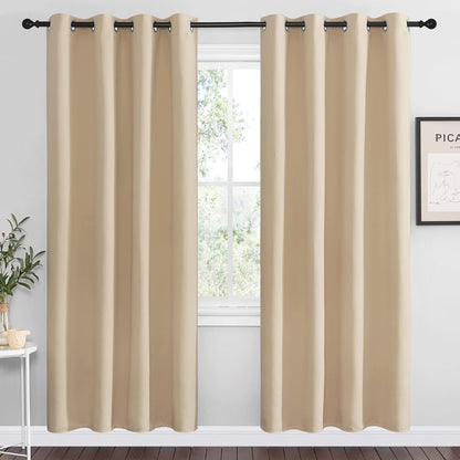 NICETOWN Blackout Curtains - Thermal Insulated Grommet Drapes for Bedroom | Set of 2 Panels, 55x78 Inch, Biscotti Beige