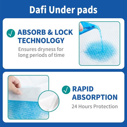 DAFI Disposable Bed Pads Extra Large 30”x 36”(50 Count) Adult Incontinence Underpads, Effective Odor Control Pee Pads, Chucks Pads, Super Absorbent Protection for Elderly, Adults, Baby