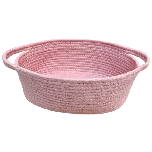 GiftExpress Pink Woven Easter Basket - 13" x 8" x 5" Cotton Rope Organizing Baskets for Baby Items or Cat & Dog Toys - Cute Soft Gift Storage Bin w/ Handles