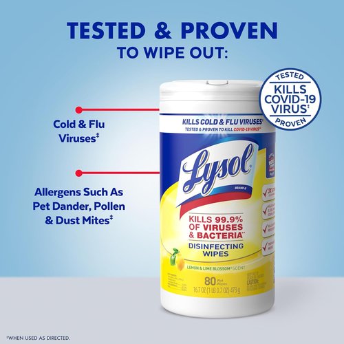 Lysol Disinfectant Wipes Bundle - Multi-Surface Cleaning Wipes in Lemon & Lime Blossom, Crisp Linen, Mango & Hibiscus | 3 Packs of 80 ct