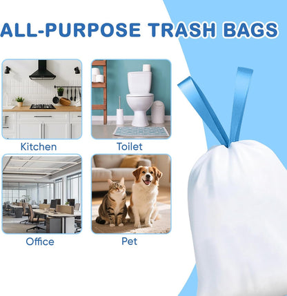 Skiennix 300Ct Small Trash Bags - Odor Resistant, Scented Drawstring Bags in Blue Ocean, Lavender & Cherry Blossom