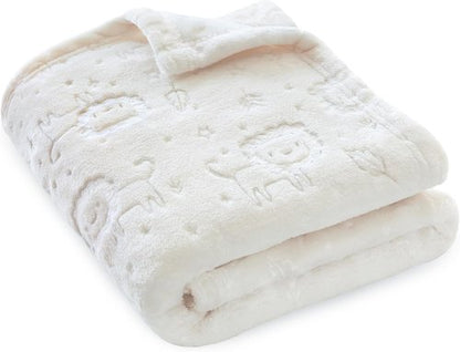 BORITAR Fleece Baby Blanket - Ultra Soft 3D Animal Design for Boys & Girls | Cozy Infant Receiving Blanket (30x40 Inches, Cream)