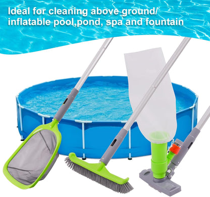 Sepetrel Deluxe Swimming Pool Cleaning Kit - Spa Jet Vacuum, Brush & 57.5-Inch Adjustable Pole for Above Ground Pools
