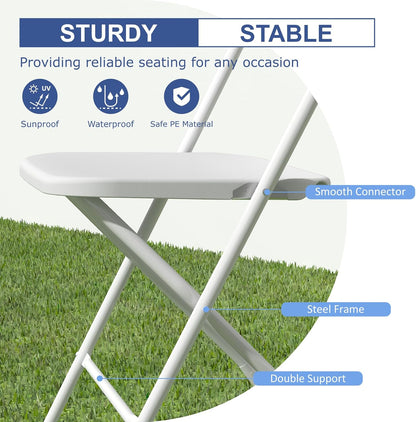 Regine Switzerland 10-Pack White Folding Chairs - Lightweight, Portable Design | 350lb Capacity for Events & Parties