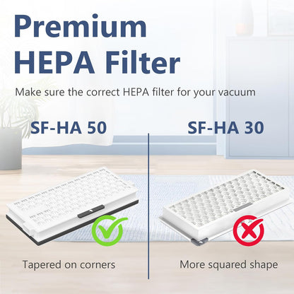 Miele HEPA Replacement Filters - 4-Pack Compatible with AirClean SF-HA 50 for S4, S5, S6, S8 Models