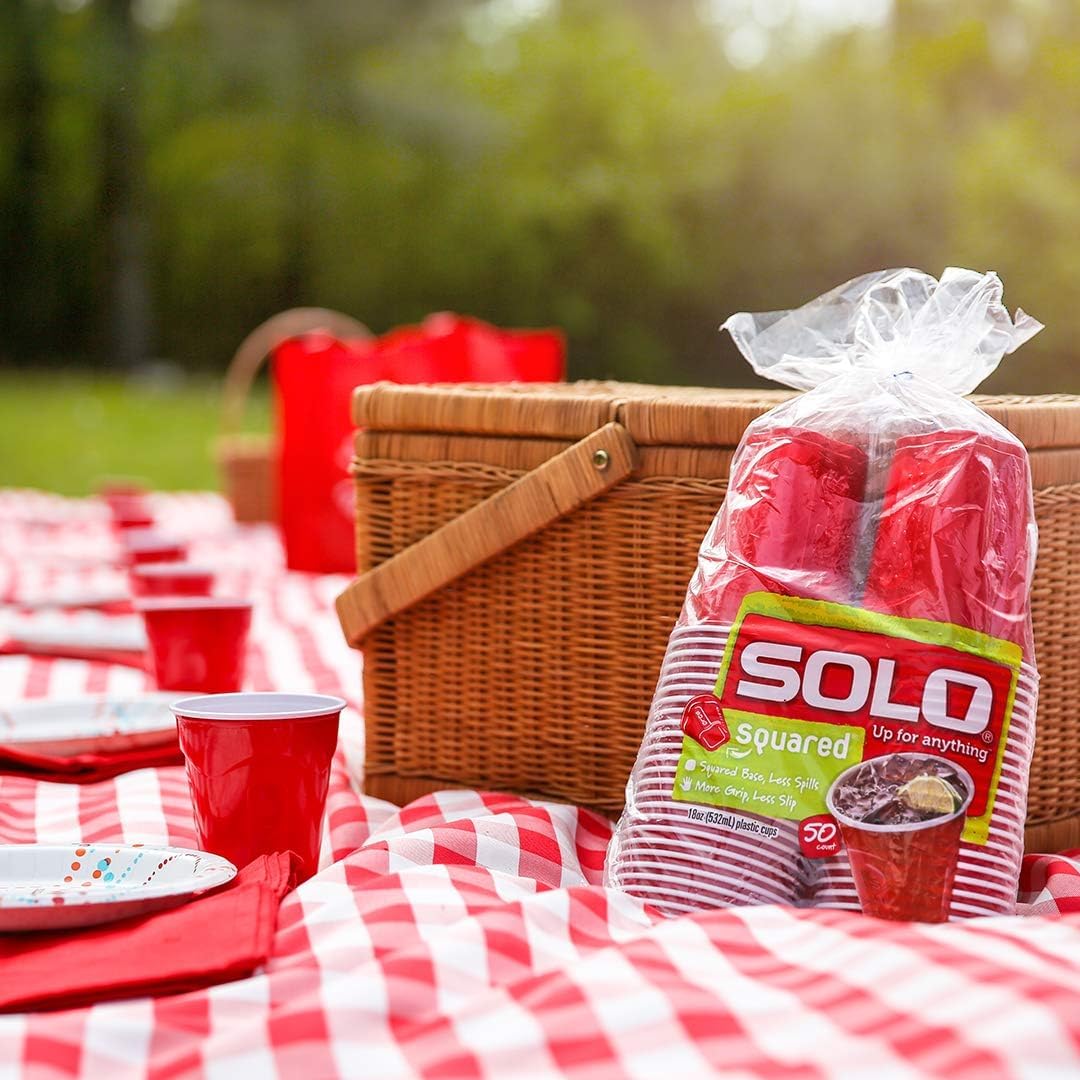 SOLO Cup Company Red Squared Plastic Party Cups - 18 Ounce, 200 Count Pack of 4