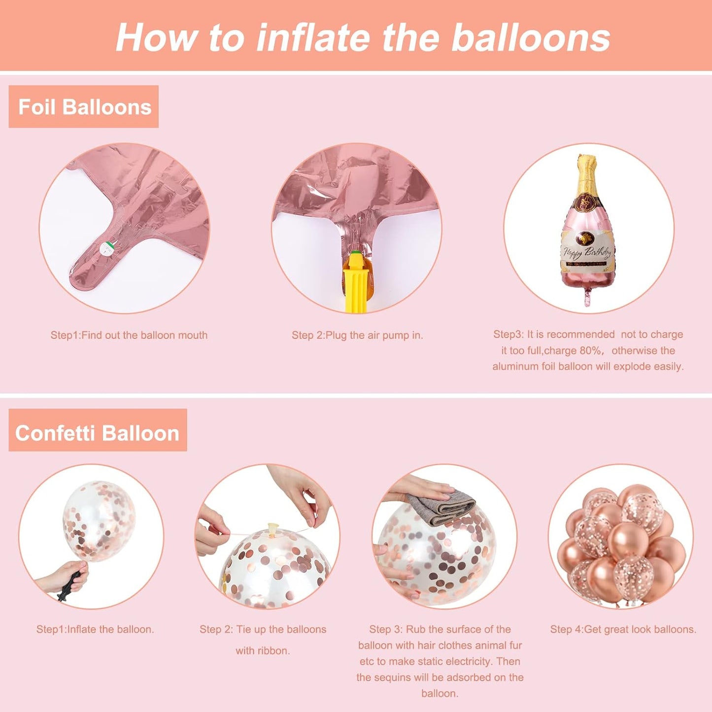 RUBFAC 21st Birthday Decorations - Elegant Rose Gold Sweet 21 Party Kit with Banner & Balloons