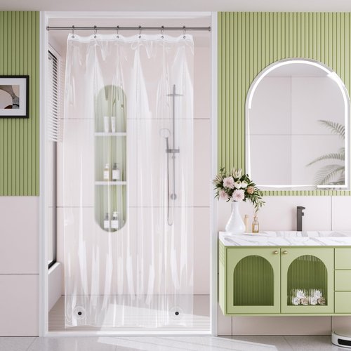 AmazerBath Stall Shower Curtain Liner, 36x78 Clear Shower Curtain Liner, Long Waterproof Plastic Shower Liner, Lightweight PEVA Shower Curtain with 2 Magnets and 6 Rustproof Metal Grommets