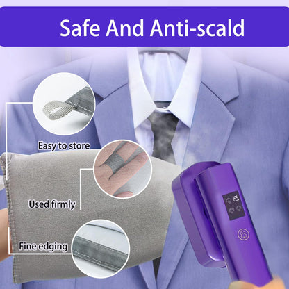 Portable Steamer for Clothes with Handheld Ironing Board, Travel Handheld Garments Steamer Mini Iron 1200W Small Size for Travel Home College Use, Fast Heat-Up, LCD Display, Rotatable Head