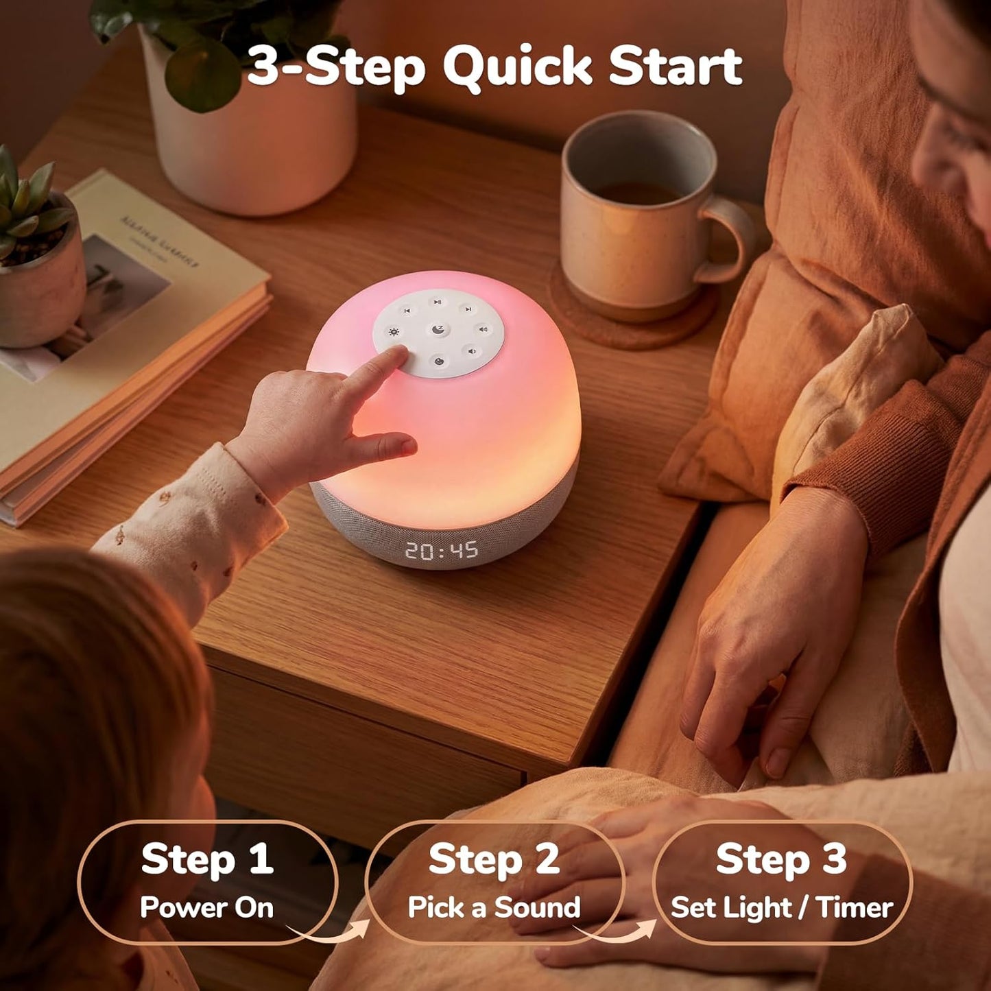 Mom's Choice Awards Sound Machine - White Noise with Sunrise Alarm & App Control | 360° RGB Night Light for Adults & Kids