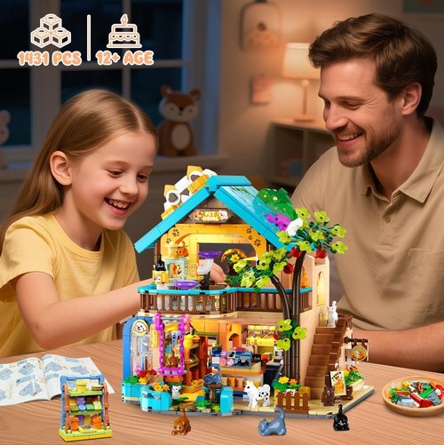 INSOON City Pet Shop Building Set - Cozy Pet Store Construction Toy with Lights & Miniature Animals | Ages 8+