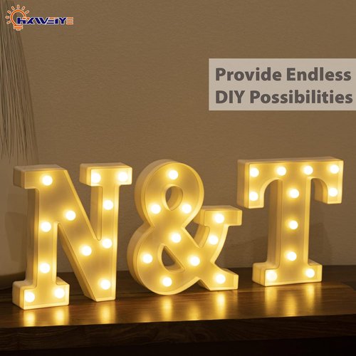 HXWEIYE LED Marquee Letters - Light Up Alphabet & Number Sign for Parties | Warm White Decor