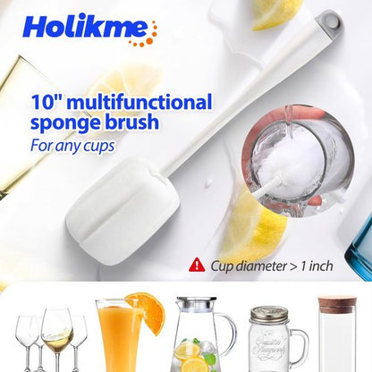 Holikme Bottle Brush Set - Long Handle Tube Cleaner for Narrow Neck Beer & Wine Decanters | White