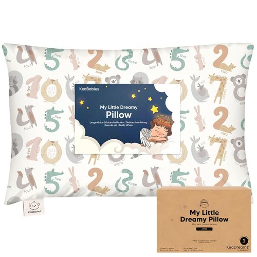 KeaBabies Toddler Pillow - Jumbo 14x20 Soft Organic Cotton | Machine Washable & Travel-Friendly (Wild Count)