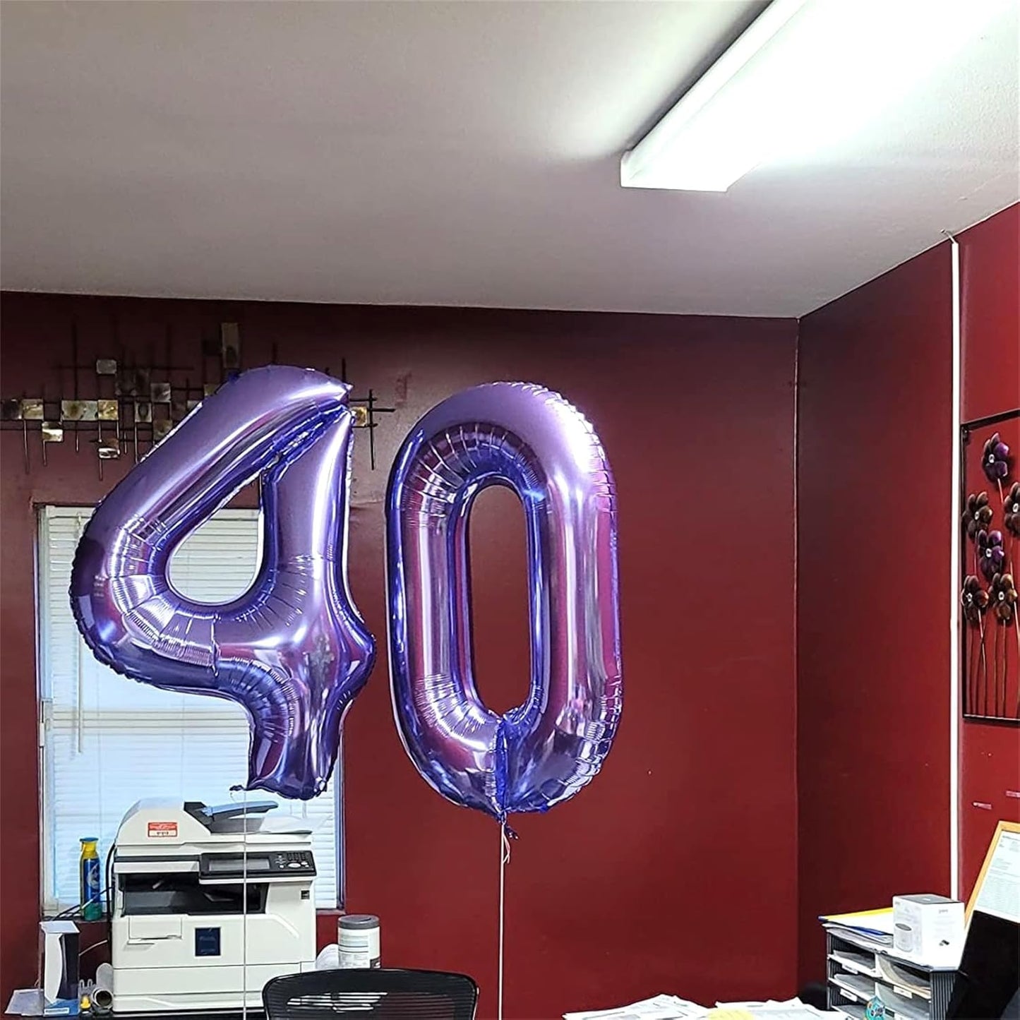 Purple Number 40 Birthday Balloons - 40 Inch Large Mylar Foil 4 & 0 Balloons for Women’s 40th Birthday Party