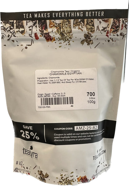 Tealyra - Egyptian Chamomile Tea - Pure Herbal Tea - Natural Bedtime Tea - Caffeine-Free - Relaxing Herbal Remedy - 100g (3.5-ounce)