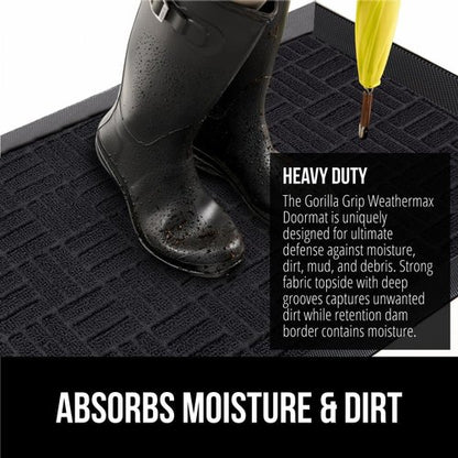 GORILLA GRIP Waterproof All-Season WeatherMAX Doormat - 60x24 Natural Rubber | Stain & Fade Resistant, Easy Clean