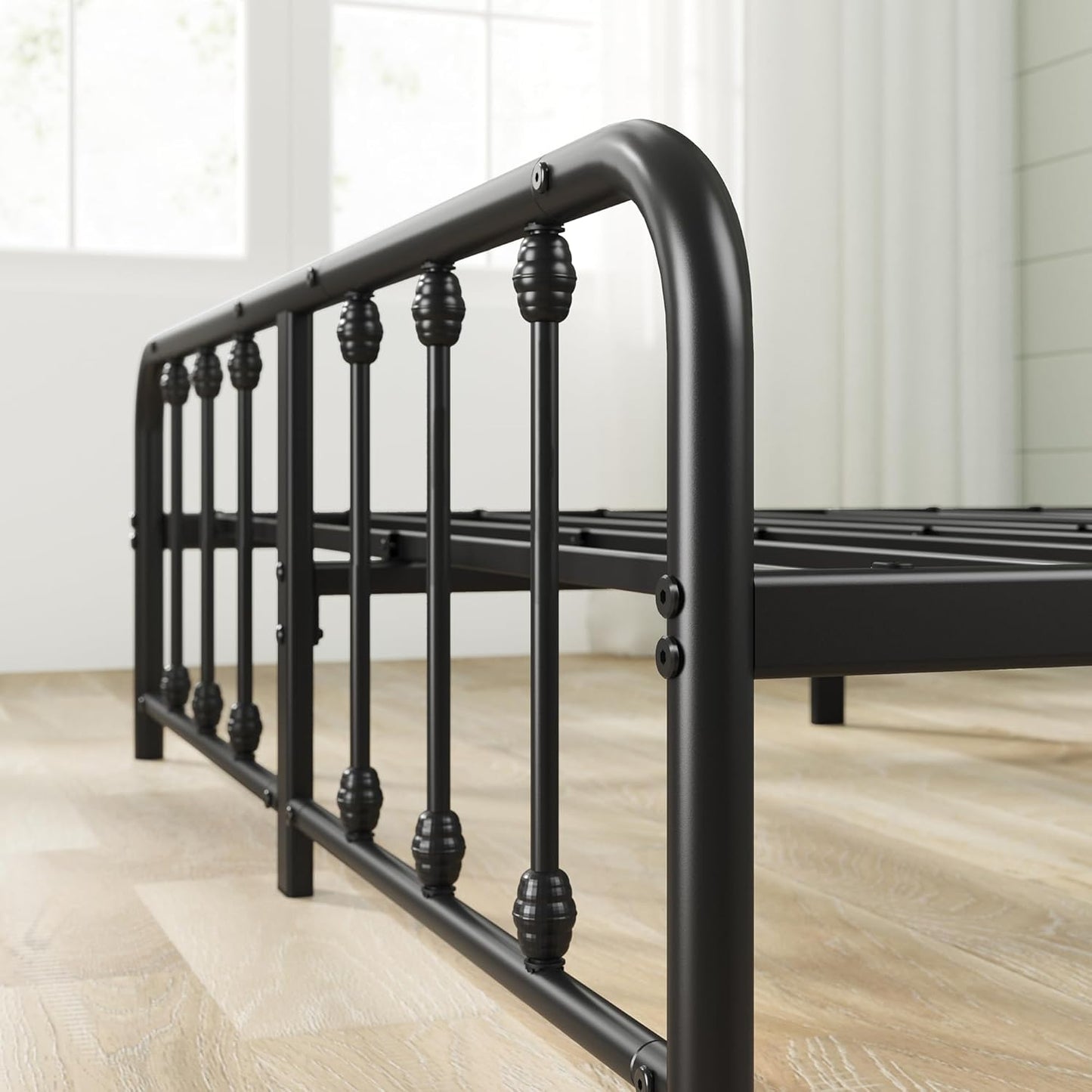 Zinus Leonardo Metal Platform Bed Frame - Victorian Spindle Style | Heavy Duty Queen Bed with Ample Underbed Space