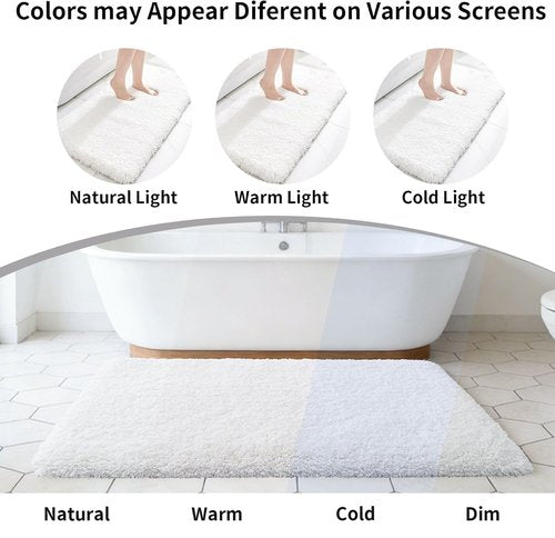 Disolla White Bathroom Rug 17x24 - Non-Slip Plush Small Bath Mat, Highly Absorbent & Ultra Soft Fluffy Floor Mat, Machine Washable for Shower and Tub