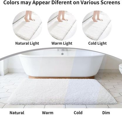Disolla White Bathroom Rug 17x24 - Non-Slip Plush Small Bath Mat, Highly Absorbent & Ultra Soft Fluffy Floor Mat, Machine Washable for Shower and Tub