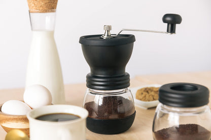 Mixpresso Manual Coffee Grinder Set, Hand Coffee Mill With Conical Ceramic Burr Two Glass Jars And Soft Brush, Manual Coffee Bean Grinder & Spice Grinder