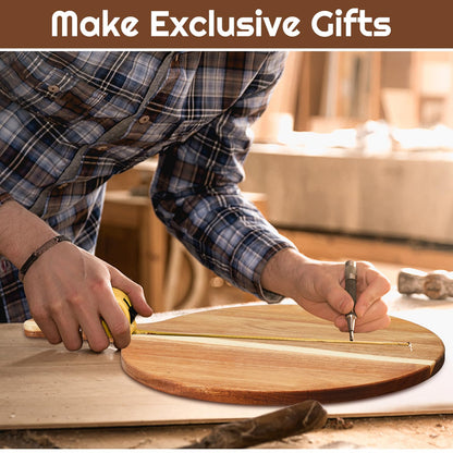 Sliner 6 Pcs Acacia Wood Cutting Board Bulk 0.6 Inch Thick Round Charcuterie Board with Handle Large Wooden Chopping Paddle for Cutting Pizza Cheese Meat Fruit(12 x 16 Inch)