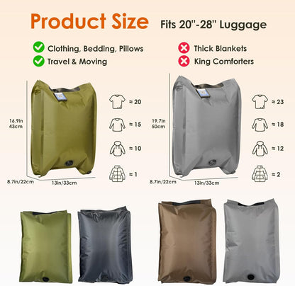 Skiennix Vacuum Storage Bags - Heavy Duty 4 Pack with Electric Pump & Hand Compression | Space Saver for Clothing & Bedding