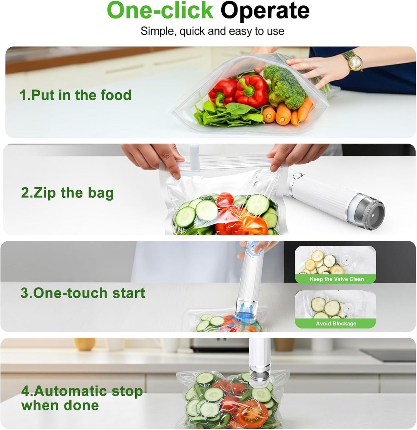 Skiennix Vacuum Sealer - Compact Handheld Food Saver with 40 Reusable Bags | 10X Freshness Preservation