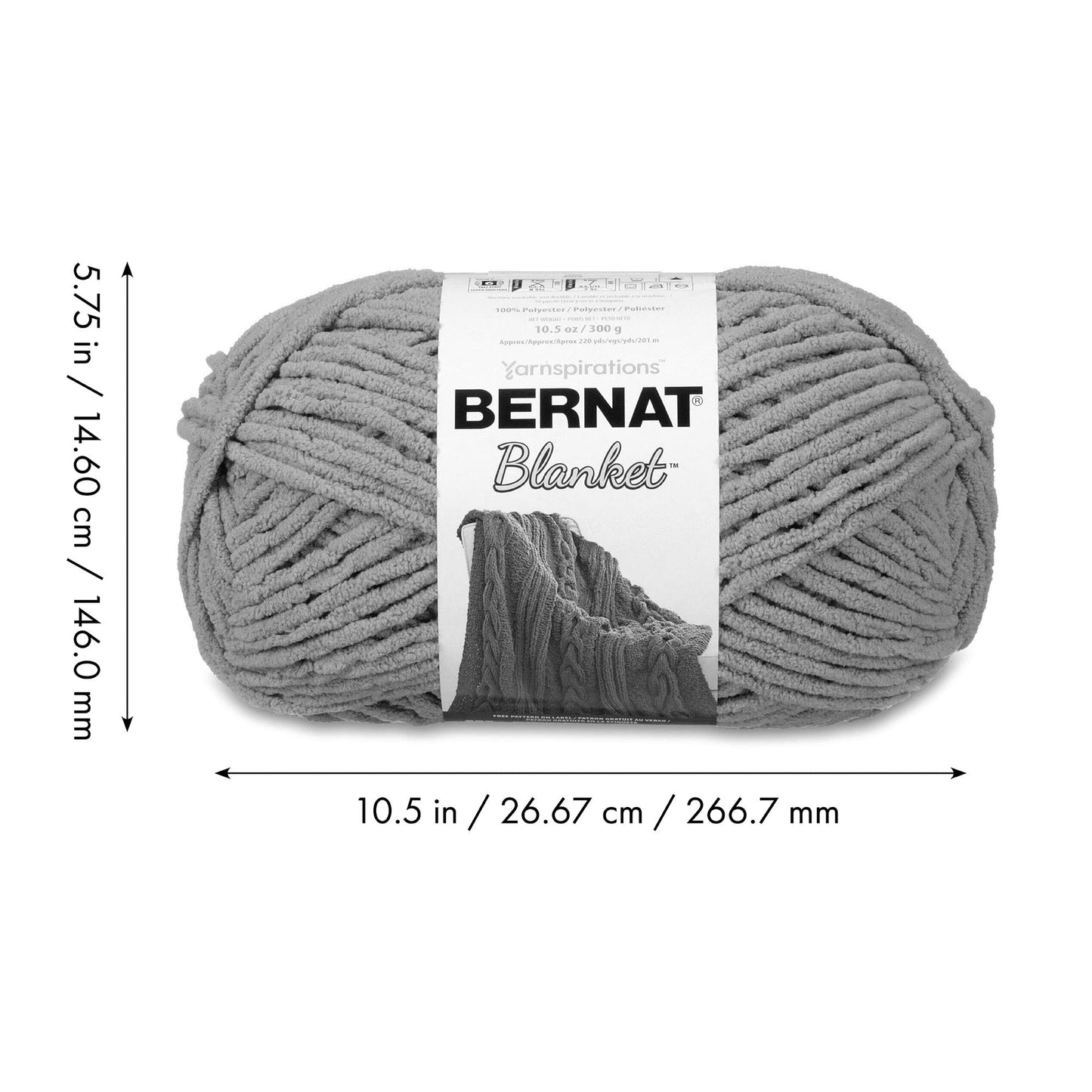 Bernat Blanket Ashen Titanium Yarn - 2 Pack of 300g/10.5oz - Polyester - 6 Super Bulky - 220 Yards - Knitting/Crochet