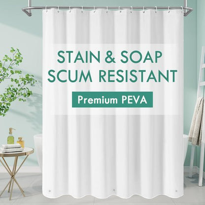 MitoVilla White Peva Shower Curtain Liner, Simple Plastic Shower Curtains Liner for Modern Neutral Hotel Bathroom Decor, Waterproof Bathroom Shower Liner, 72" W x 72" H