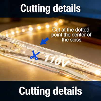 Skiennix 100Ft LED Rope Lights - Warm White, Waterproof Indoor/Outdoor, Cuttable Design for Garden & Holiday Decor