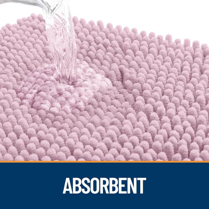 OLANLY Dog Door Mat - Absorbent Non-Slip Chenille Mat for Muddy Paws | 34x21, Dusty Rose Color