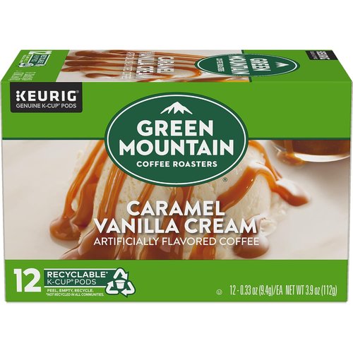 Green Mountain Coffee Roasters K-Cup Pods - Caramel Vanilla Cream Light Roast Coffee | 12 Count