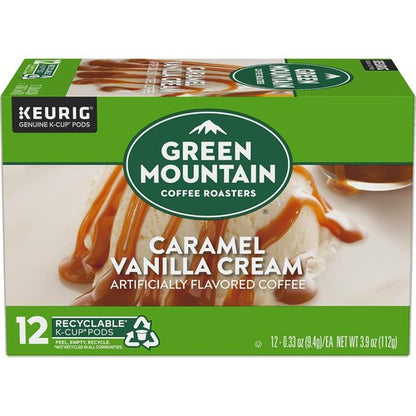 Green Mountain Coffee Roasters K-Cup Pods - Caramel Vanilla Cream Light Roast Coffee | 12 Count