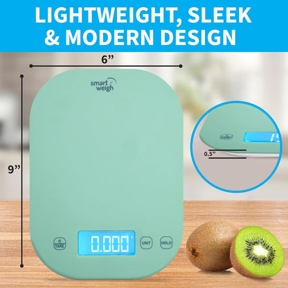 Smart Weigh Digital Kitchen Scale - Mint Green Color for Accurate Cooking & Meal Prep Measurements