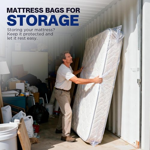 Mattress Bags - 2 Pack Heavy Duty Waterproof & Tear-Resistant Covers for King/Queen Size - 107" x 78" x 14"
