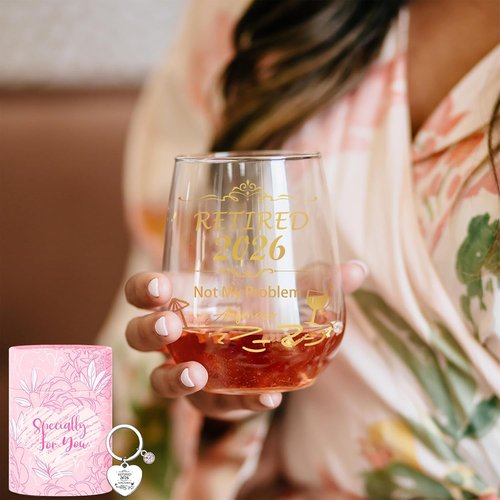Best Retirement Gifts for Woman Men 2026 Thank You Leaving Gifts Retired Farewell Gift for Coworkers Colleagues Stemless Wine Glass Cool Retirement Good Luck Gift Happy Retirements Party Decorations