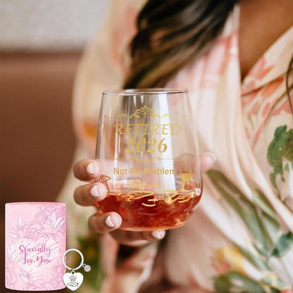 Best Retirement Gifts for Woman Men 2026 Thank You Leaving Gifts Retired Farewell Gift for Coworkers Colleagues Stemless Wine Glass Cool Retirement Good Luck Gift Happy Retirements Party Decorations
