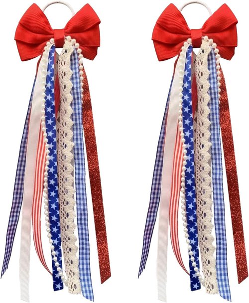 Ickasi Ribbon Bow Ribbons - Holiday & Birthday Accessory Decor | 2 Patriotic Boot Charms for Women