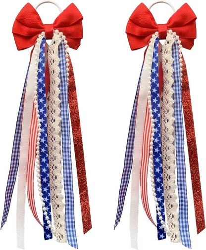 Ickasi Ribbon Bow Ribbons - Holiday & Birthday Accessory Decor | 2 Patriotic Boot Charms for Women