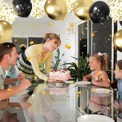 Zesliwy Black & Gold Confetti Balloons - 50 Pack Metallic Latex for Birthday & Graduation Celebrations