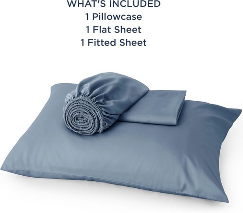 Bedsure Cooling Twin Sheets - Breathable Rayon from Bamboo | Soft, Deep Pocket Up to 16 Inches, Dusty Blue